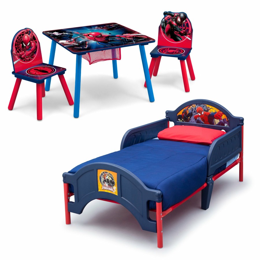 Delta Children Toddler Beds | Marvel Spider-Man 4-Piece Toddler Bedroom Set - Includes Toddler Bed And Table With 2 Chairs