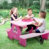 Delta Children Picnic Tables | Minnie Mouse 4 Seat Activity Picnic Table With Lego Compatible Tabletop