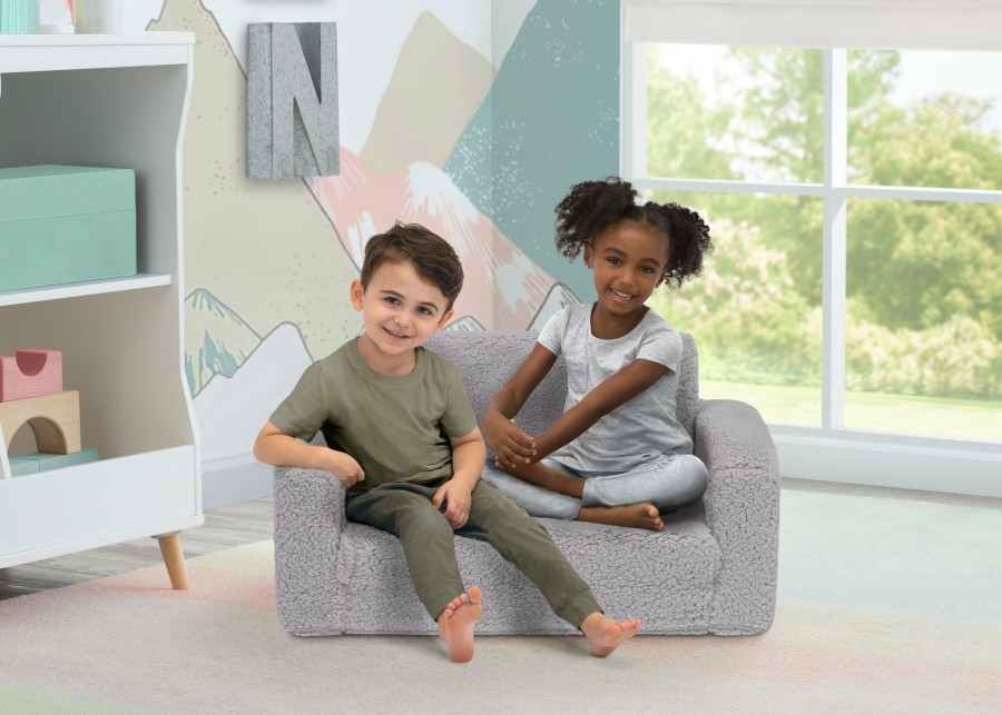 Delta Children Play Couches | Cozee Flip-Out Sherpa 2-In-1 Convertible Sofa To Lounger For Kids