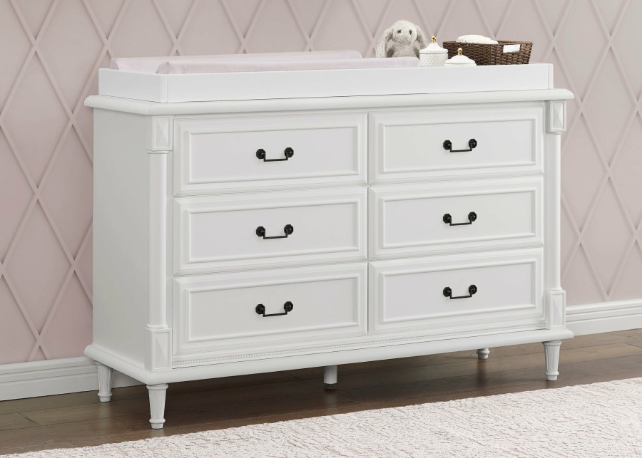 Simmons Kids Dressers & Changing Tables | Juliette 6 Drawer Dresser With Changing Top And Interlocking Drawers