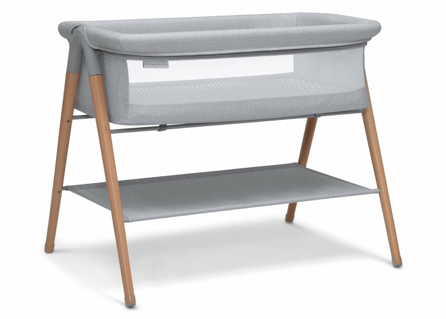 Delta Children Bassinets | Haven By The Bed Bassinet With Natural Beechwood Legs