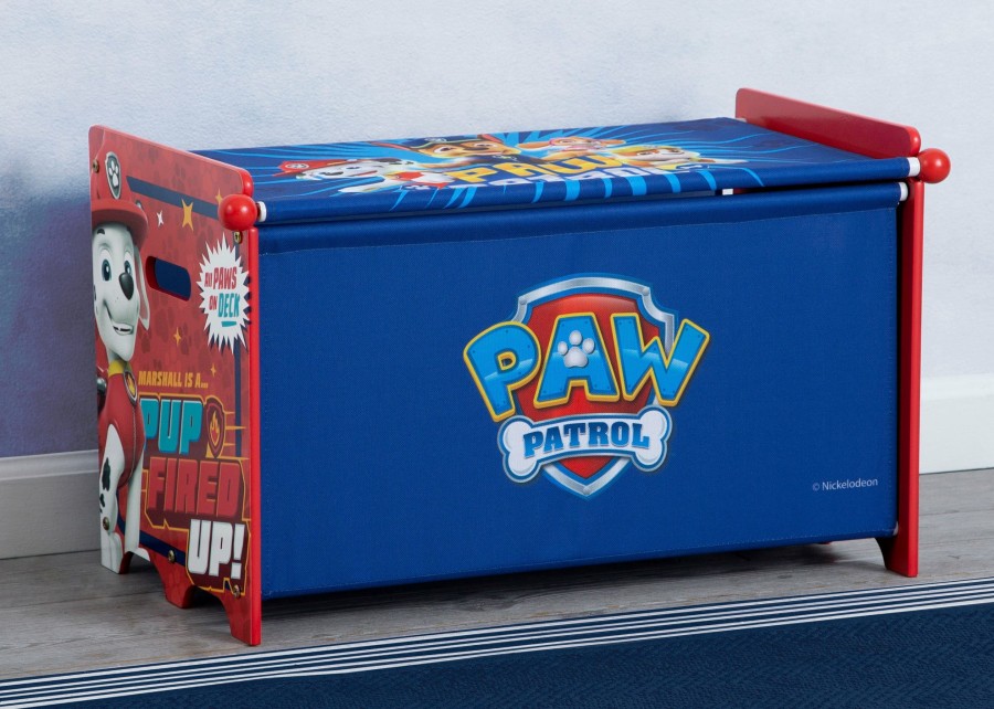 Delta Children Shop By Character | Paw Patrol Toy Box Toy Box With Retractable Fabric Top