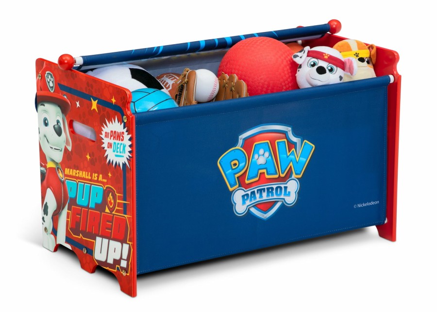 Delta Children Shop By Character | Paw Patrol Toy Box Toy Box With Retractable Fabric Top