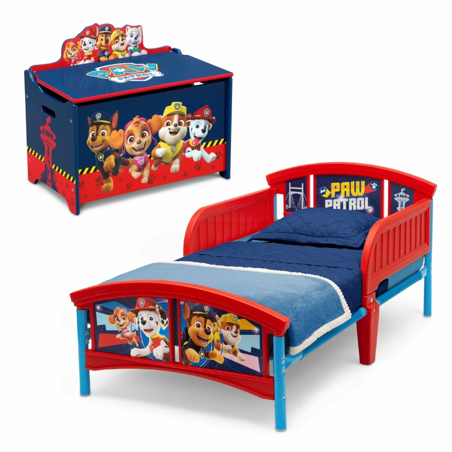 Delta Children Toddler Beds | Paw Patrol 2-Piece Toddler Bedroom Set - Includes Toddler Bed And Deluxe Toy Box