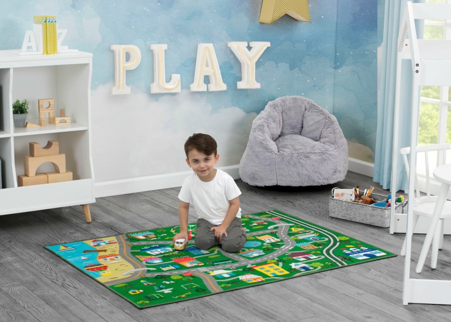 Delta Children Play Rugs | Large Road Map Activity Rug For Girls And Boys - 54-Inch L X 39-Inch W