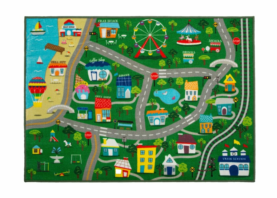 Delta Children Play Rugs | Large Road Map Activity Rug For Girls And Boys - 54-Inch L X 39-Inch W