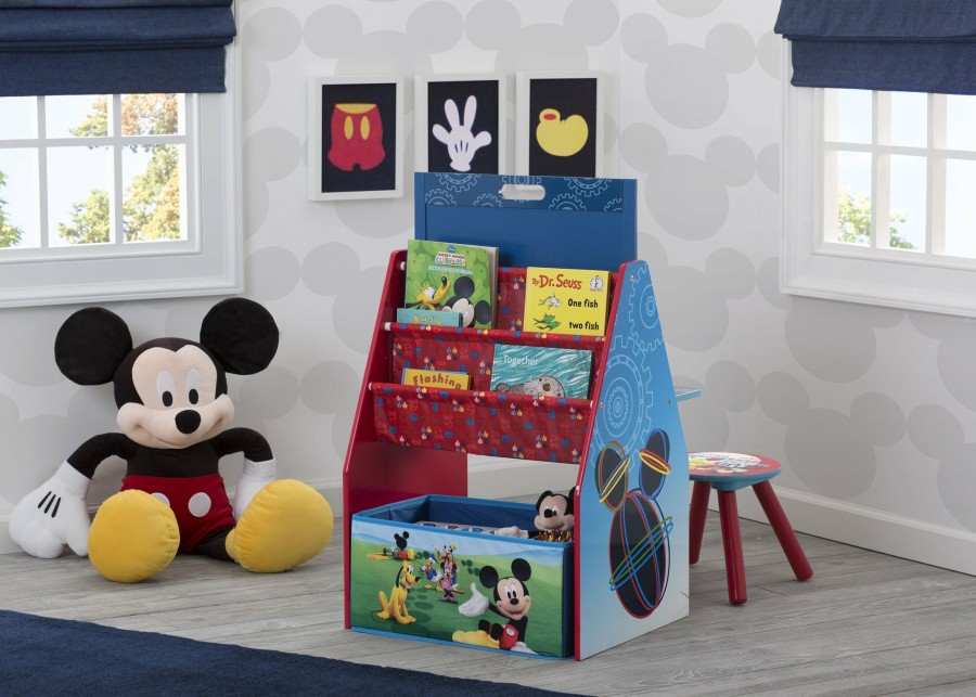 Delta Children Book & Toy Storage | Mickey Mouse Activity Center - Easel Desk With Stool & Toy Organizer