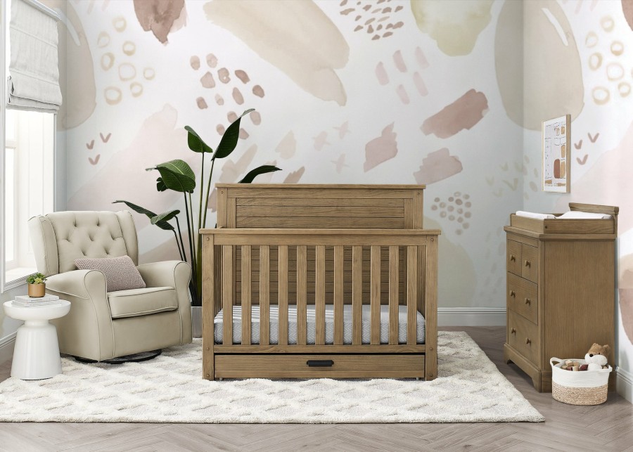 Simmons Kids Baby Cribs | Caden 6-In-1 Convertible Crib With Trundle Drawer