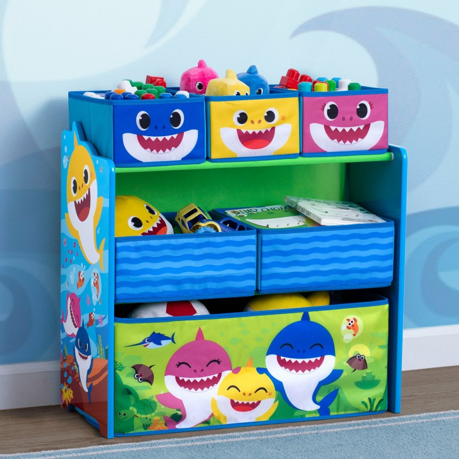 Delta Children Book & Toy Storage | Baby Shark Design & Store 6 Bin Toy Storage Organizer