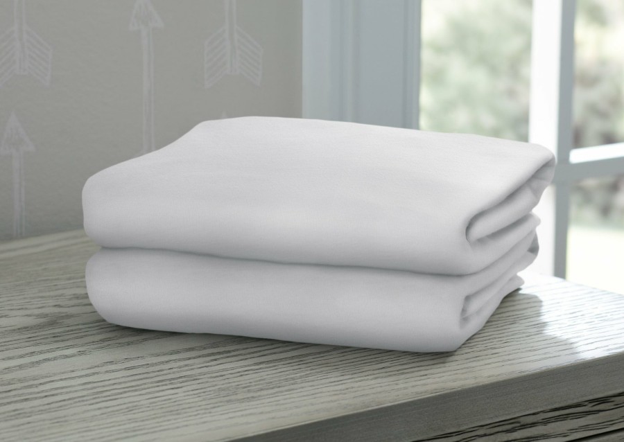 Delta Children Sheets & Mattress Covers | Fitted Crib Sheets - 2 Pack, White