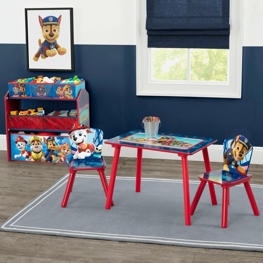 Delta Children Shop By Character | Nick Jr. Paw Patrol 4-Piece Playroom Solution Set Includes Table And 2 Chairs And 6-Bin Toy Organizer