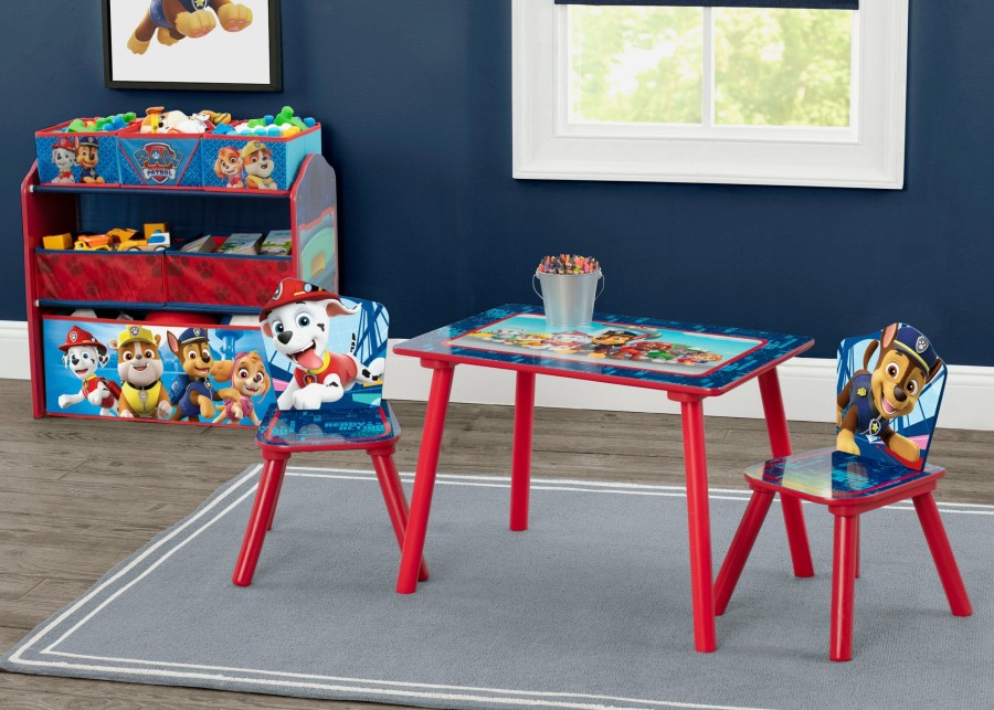 Delta Children Shop By Character | Nick Jr. Paw Patrol 4-Piece Playroom Solution Set Includes Table And 2 Chairs And 6-Bin Toy Organizer