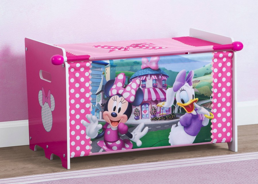 Delta Children Book & Toy Storage | Minnie Mouse Toy Box With Retractable Fabric Top