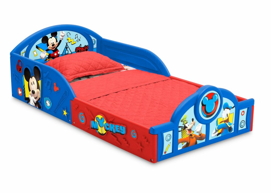 Delta Children Shop By Character | Disney Mickey Mouse 5-Piece Toddler Bedroom Set - Includes Toddler Sleep And Play Bed, Table With 2 Chairs And 6 Bin Design And Store Toy Organizer