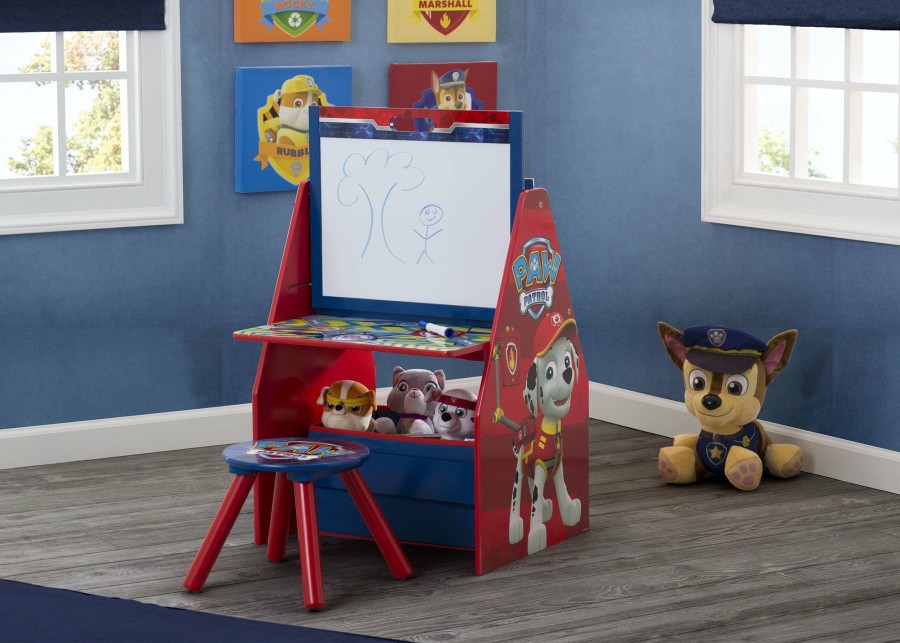 Delta Children Shop By Character | Paw Patrol Deluxe Kids Art Table - Easel, Desk, Stool, Toy Organizer