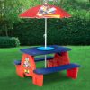 Delta Children Outdoor | Paw Patrol 4 Seat Activity Picnic Table With Umbrella And Lego Compatible Tabletop