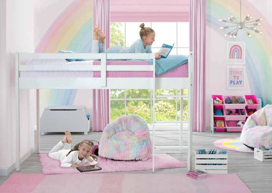 Delta Children Twin Beds & Headboards | Twin Loft Bed With Guardrail And Ladder