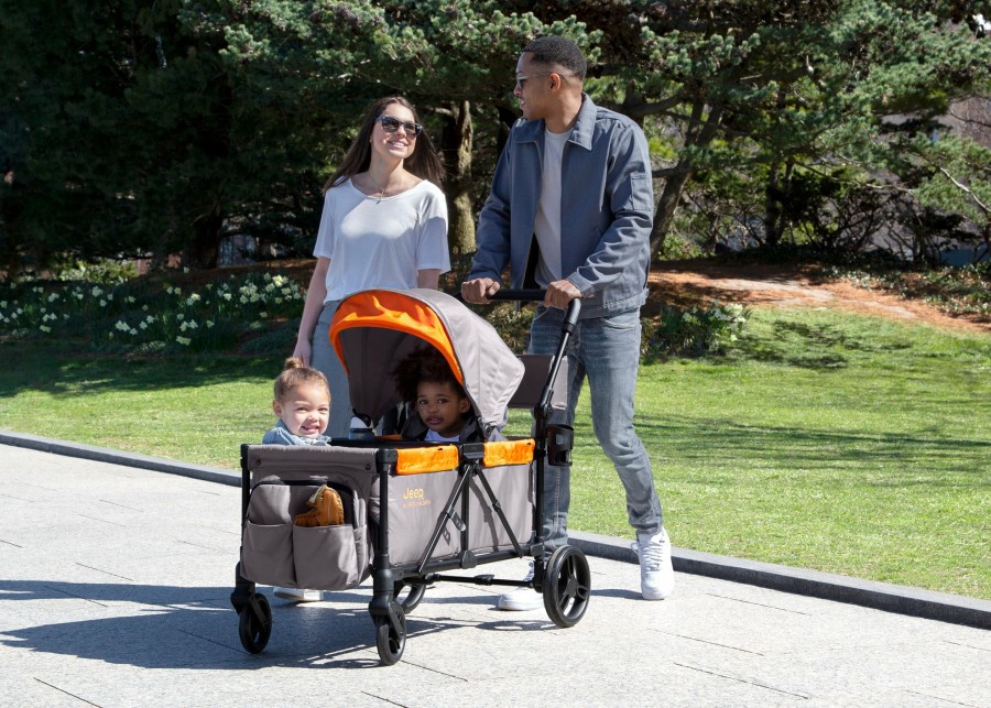 Jeep Wagons | Jeep Sport All-Terrain Stroller Wagon By Delta Children - Includes Canopy, Parent Organizer, Adjustable Handlebar, Snack Tray & Cup Holders