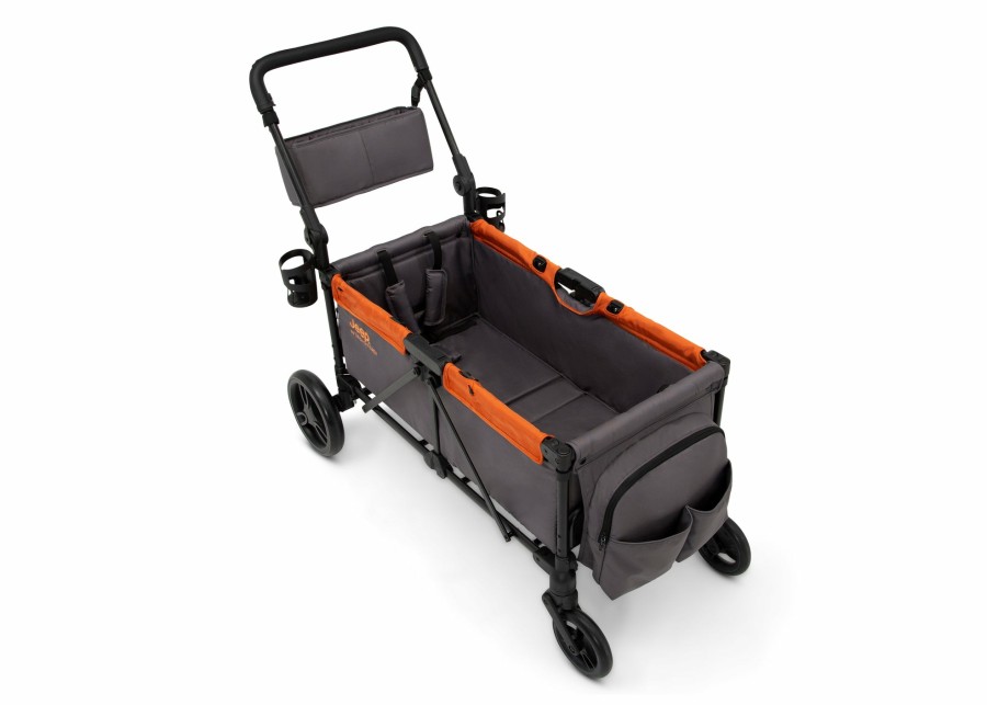 Jeep Wagons | Jeep Sport All-Terrain Stroller Wagon By Delta Children - Includes Canopy, Parent Organizer, Adjustable Handlebar, Snack Tray & Cup Holders