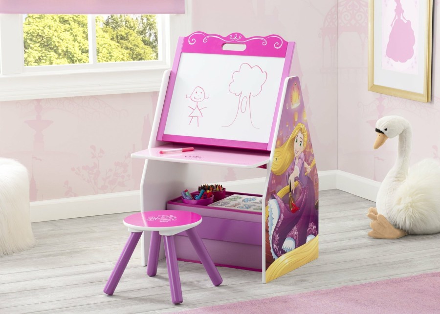 Delta Children Activity Desks | Princess Activity Center - Easel Desk With Stool & Toy Organizer