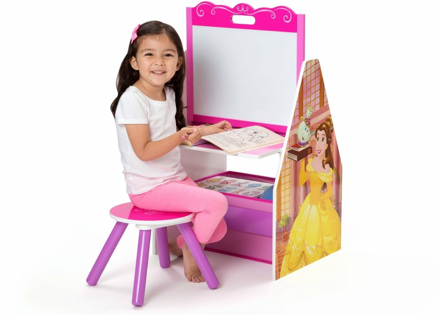 Delta Children Activity Desks | Princess Activity Center - Easel Desk With Stool & Toy Organizer