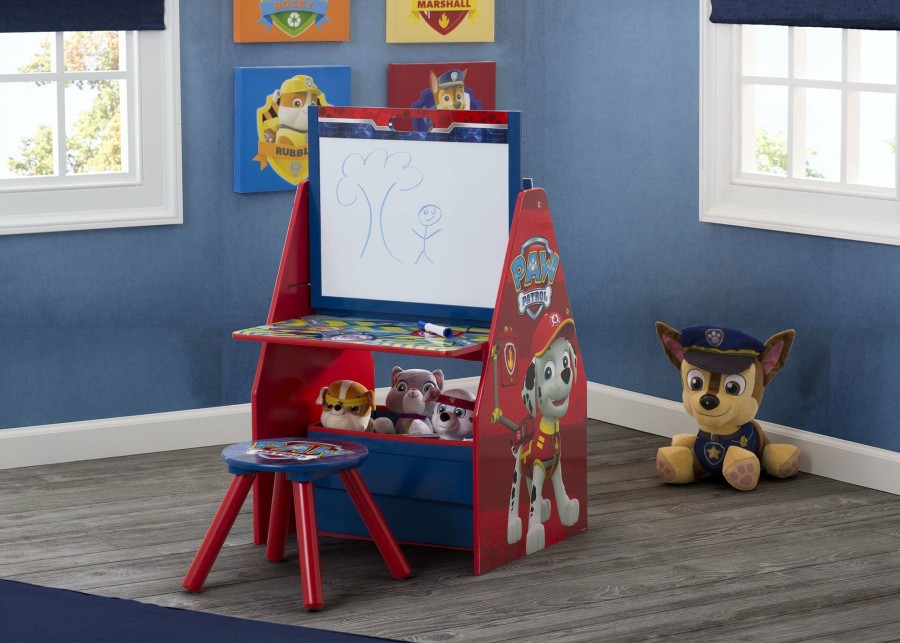 Delta Children Activity Desks | Paw Patrol Deluxe Kids Art Table - Easel, Desk, Stool, Toy Organizer