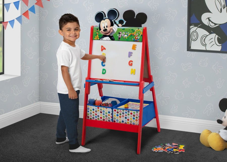 Delta Children Easels | Mickey Mouse Wooden Double Sided Activity Easel