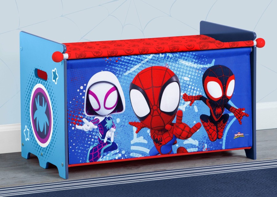 Delta Children Book & Toy Storage | Spidey And His Amazing Friends Toy Box With Retractable Fabric Top