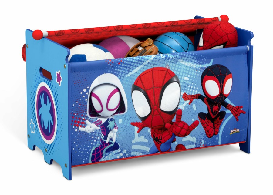 Delta Children Book & Toy Storage | Spidey And His Amazing Friends Toy Box With Retractable Fabric Top