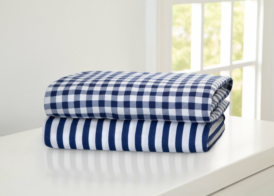 Delta Children Sheets & Mattress Covers | Blue Gingham Fitted Crib Sheets - 2 Pack