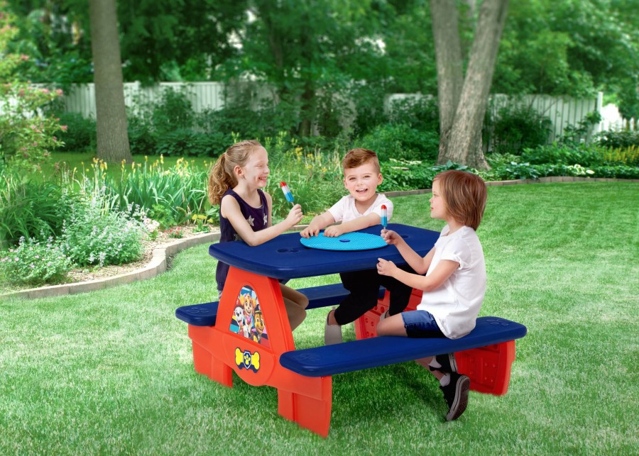 Delta Children Outdoor | Paw Patrol 4 Seat Activity Picnic Table With Lego Compatible Tabletop