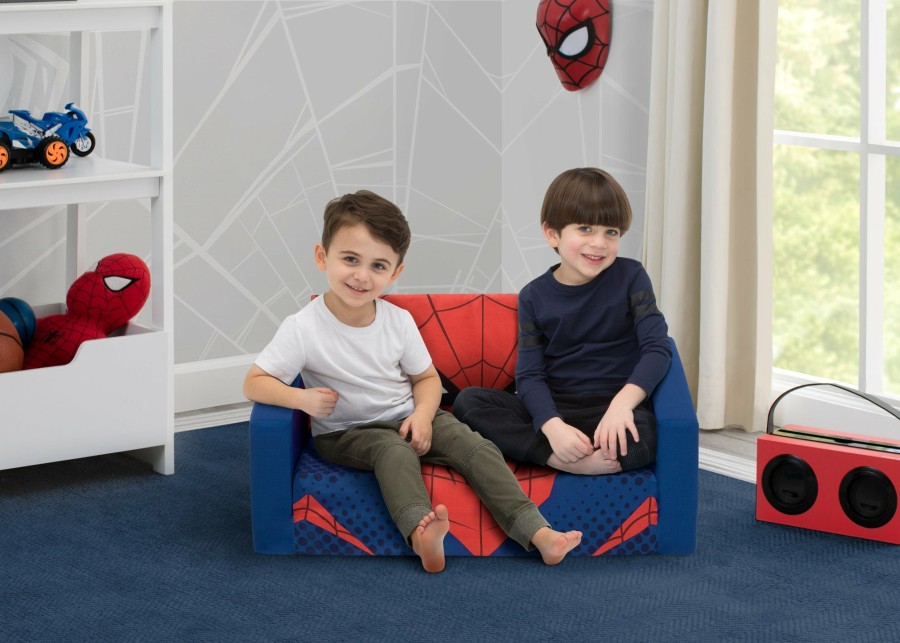 Delta Children Play Couches | Spider-Man Cozee Flip-Out Sofa - 2-In-1 Convertible Sofa To Lounger For Kids