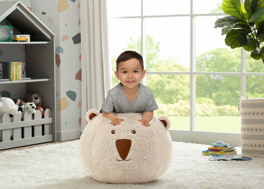 Delta Children Bike Trailers | Bear Plush Foam Pouf Ottoman