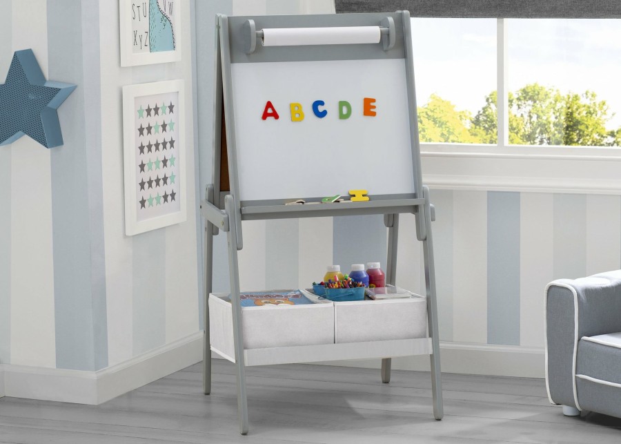 Delta Children Easels | Chelsea Double-Sided Storage Easel With Paper Roll And Magnets | Dry Erase Surface & Chalkboard Surface