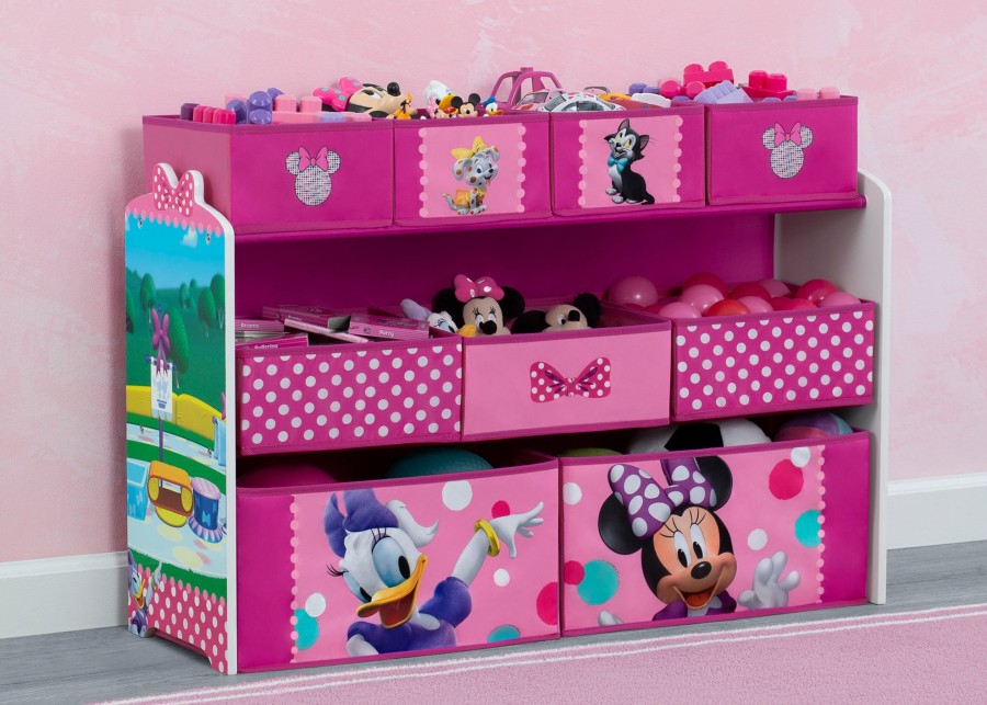 Delta Children Book & Toy Storage | Minnie Mouse Deluxe 9 Bin Design And Store Toy Organizer