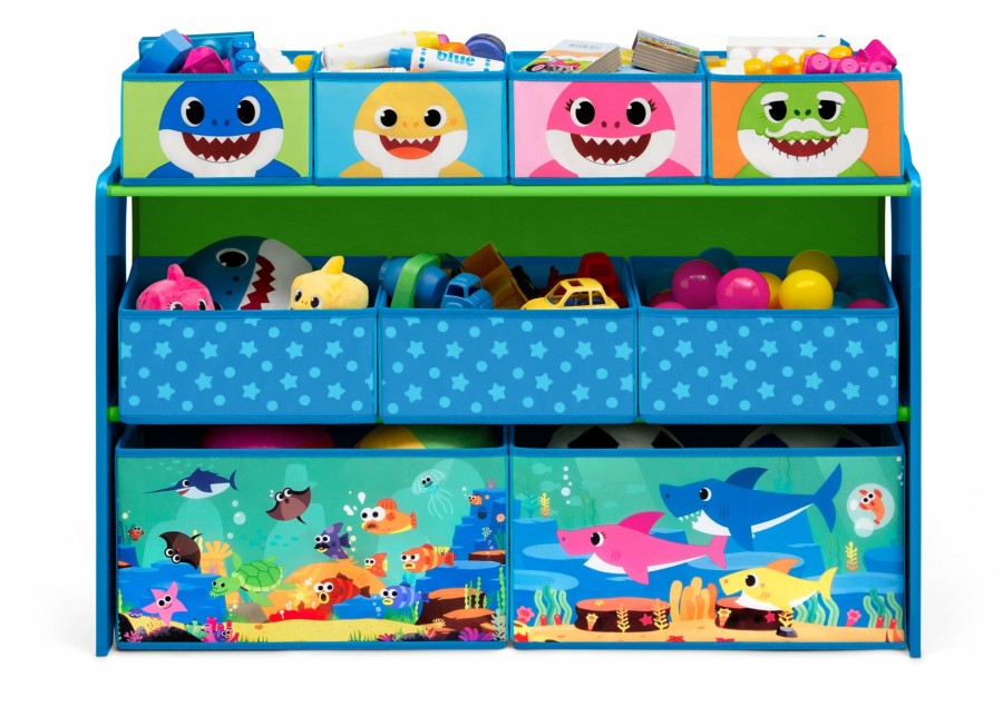 Delta Children Book & Toy Storage | Baby Shark Deluxe 9 Bin Design And Store Toy Organizer