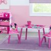 Delta Children Shop By Character | Minnie Mouse 4-Piece Playroom Solution Set Includes Table And 2 Chairs And 6-Bin Toy Organizer