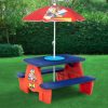 Delta Children Picnic Tables | Paw Patrol 4 Seat Activity Picnic Table With Umbrella And Lego Compatible Tabletop