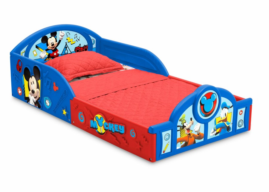 Delta Children Table & Chair Sets | Disney Mickey Mouse 5-Piece Toddler Bedroom Set - Includes Toddler Sleep And Play Bed, Table With 2 Chairs And 6 Bin Design And Store Toy Organizer