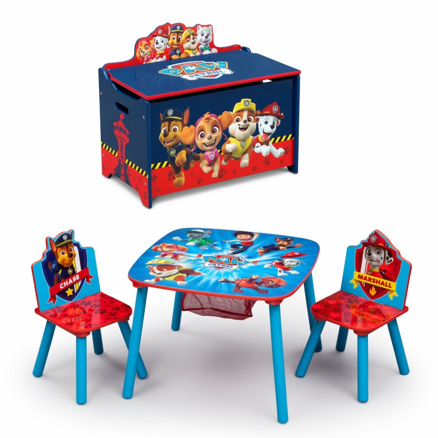 Delta Children Shop By Character | Paw Patrol 4-Piece Playroom Set - Includes Table With 2 Chairs And Deluxe Toy Box