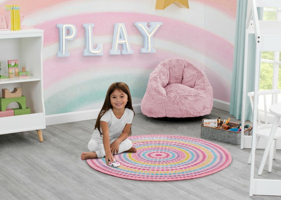 Delta Children Rugs | Rainbow Dot Round Area Rug For Kids, 39-Inch