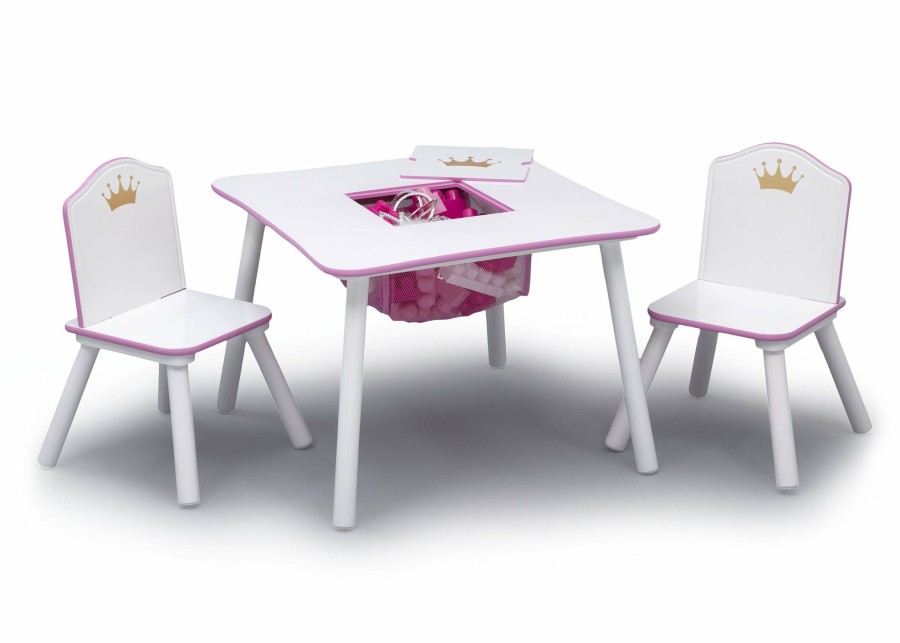 Delta Children Table & Chair Sets | Princess Crown Kids Chair Set And Table, White/Pink