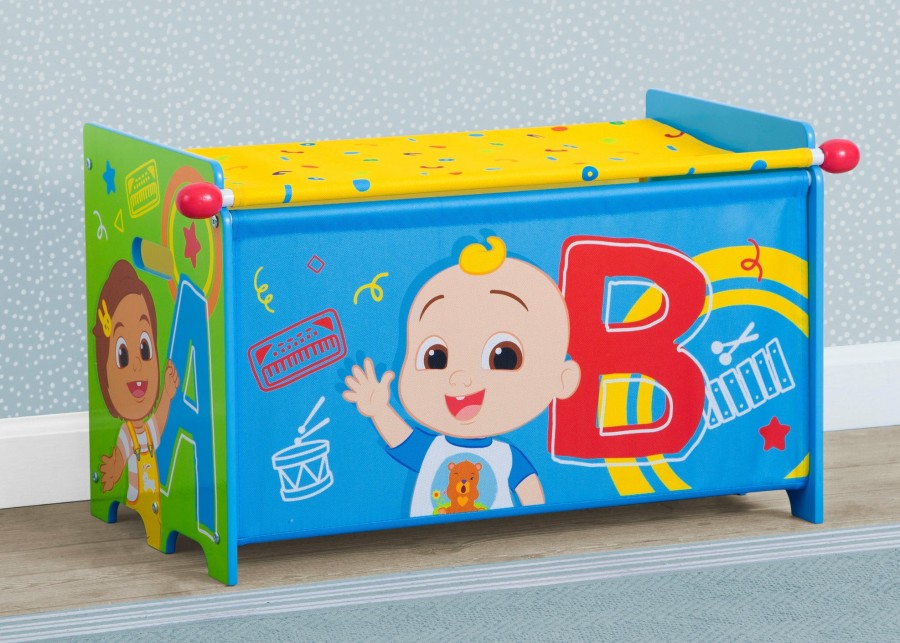 Delta Children Book & Toy Storage | Cocomelon Toy Box Toy Box With Retractable Fabric Top