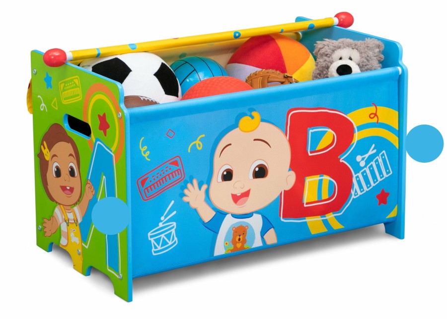 Delta Children Book & Toy Storage | Cocomelon Toy Box Toy Box With Retractable Fabric Top