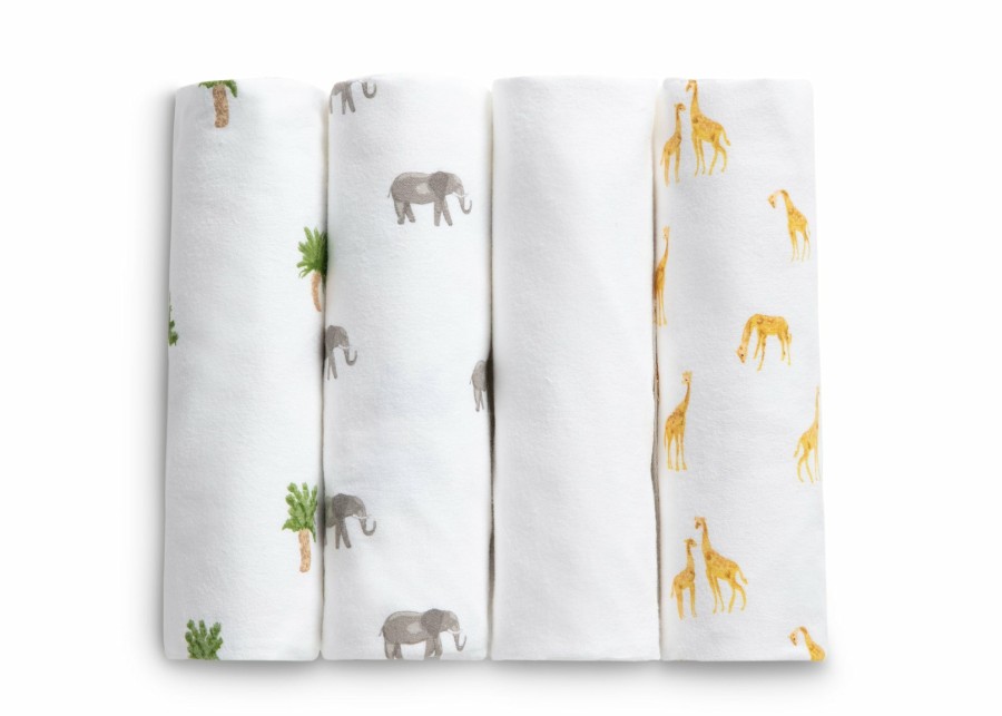 Delta Children Swaddles, Blankets & Sleep Sacks | 100% Cotton Flannel Baby Receiving Blankets - 4 Pack